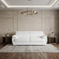 86" White Leather Sofa With Silver Legs