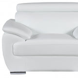 38" White And Silver Genuine Leather Chair and a Half