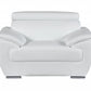 38" White And Silver Genuine Leather Chair and a Half