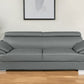 86" Gray Leather Sofa With Silver Legs