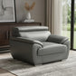38" Gray And Silver Genuine Leather Chair and a Half