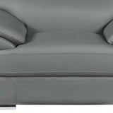 38" Gray And Silver Genuine Leather Chair and a Half