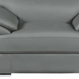 38" Gray And Silver Genuine Leather Chair and a Half