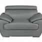 38" Gray And Silver Genuine Leather Chair and a Half