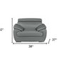 38" Gray And Silver Genuine Leather Chair and a Half