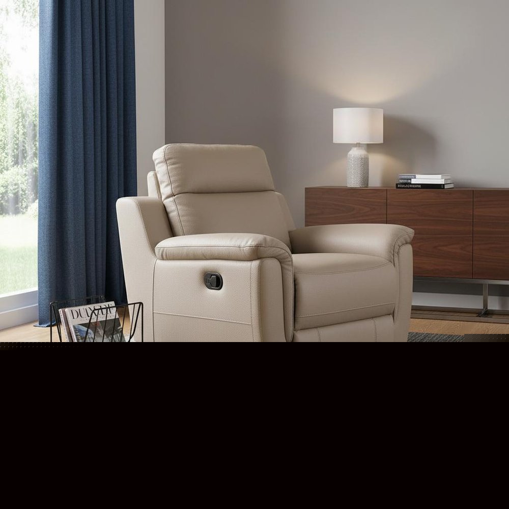 41" Beige Fascinating Leather Reclining Chair