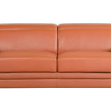 89" Camel Italian Leather Sofa With Silver Legs