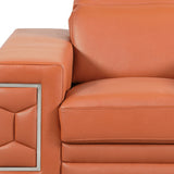 47" Brown And Silver Genuine Leather Arm Chair