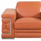 47" Brown And Silver Genuine Leather Arm Chair
