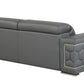 89" Dark Gray Italian Leather Sofa With Silver Legs