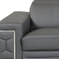 89" Dark Gray Italian Leather Sofa With Silver Legs