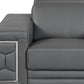 47" Dark Gray And Silver Genuine Leather Arm Chair