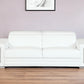 89" White Italian Leather Sofa With Silver Legs