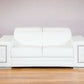 71" White Italian Leather Sofa With Silver Legs
