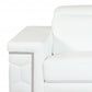 71" White Italian Leather Sofa With Silver Legs