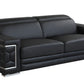 89" Black Italian Leather Sofa With Silver Legs
