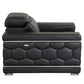 89" Black Italian Leather Sofa With Silver Legs
