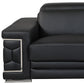 89" Black Italian Leather Sofa With Silver Legs