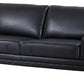 90" Black Italian Leather Sofa With Silver Legs