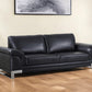 90" Black Italian Leather Sofa With Silver Legs