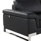 49" Black And Silver Genuine Leather Arm Chair