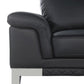 49" Black And Silver Genuine Leather Arm Chair