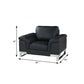 49" Black And Silver Genuine Leather Arm Chair