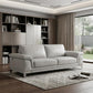 90" Light Gray Italian Leather Sofa With Silver Legs
