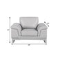 49" Dark Gray And Silver Genuine Leather Arm Chair