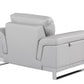 49" Dark Gray And Silver Genuine Leather Arm Chair