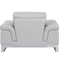 49" Dark Gray And Silver Genuine Leather Arm Chair