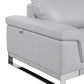 49" Dark Gray And Silver Genuine Leather Arm Chair