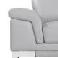 49" Dark Gray And Silver Genuine Leather Arm Chair