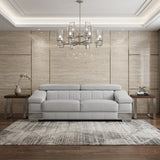 92" Light Gray Italian Leather Sofa With Silver Legs