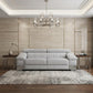 92" Light Gray Italian Leather Sofa With Silver Legs