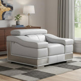 49" Gray Genuine Leather Arm Chair