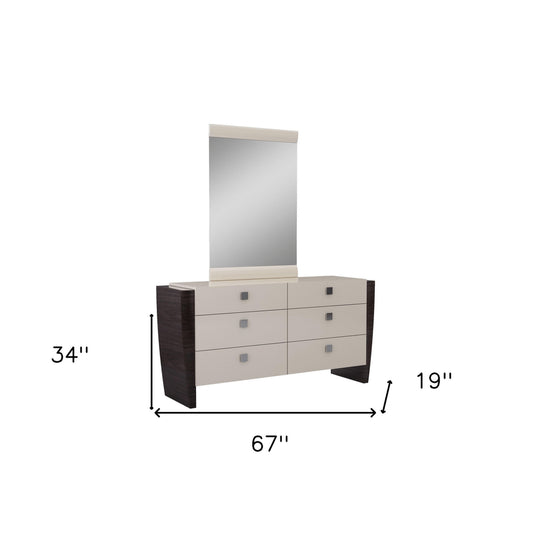 34" Refined Beige High Gloss Dresser
