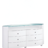 63" White Wood Six Drawer Double Dresser