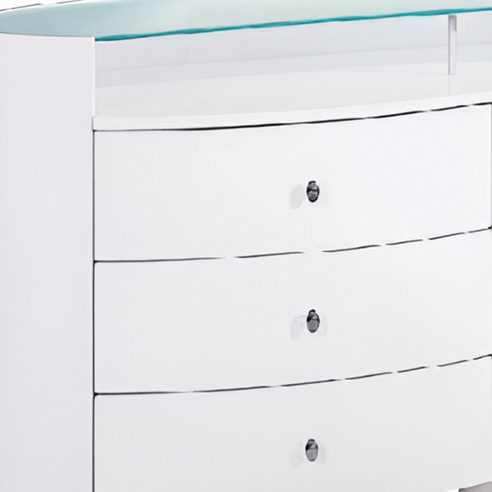 63" White Wood Six Drawer Double Dresser
