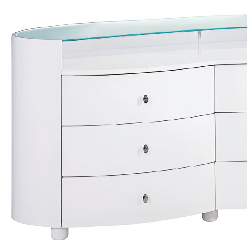63" White Wood Six Drawer Double Dresser