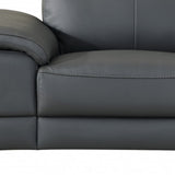 87" Gray And Silver Faux Leather Club Chair