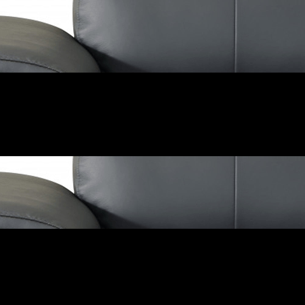 87" Gray And Silver Faux Leather Club Chair