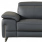 87" Gray And Silver Faux Leather Club Chair