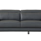 87" Dark Gray Italian Leather Sofa With Silver Legs