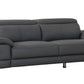 87" Dark Gray Italian Leather Sofa With Silver Legs