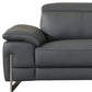 87" Dark Gray Italian Leather Sofa With Silver Legs