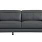 87" Dark Gray Italian Leather Sofa With Silver Legs