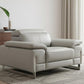 51" Gray And Silver Genuine Leather Chair and a Half