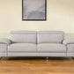 87" Light Gray Italian Leather Sofa With Silver Legs