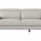 87" Light Gray Italian Leather Sofa With Silver Legs